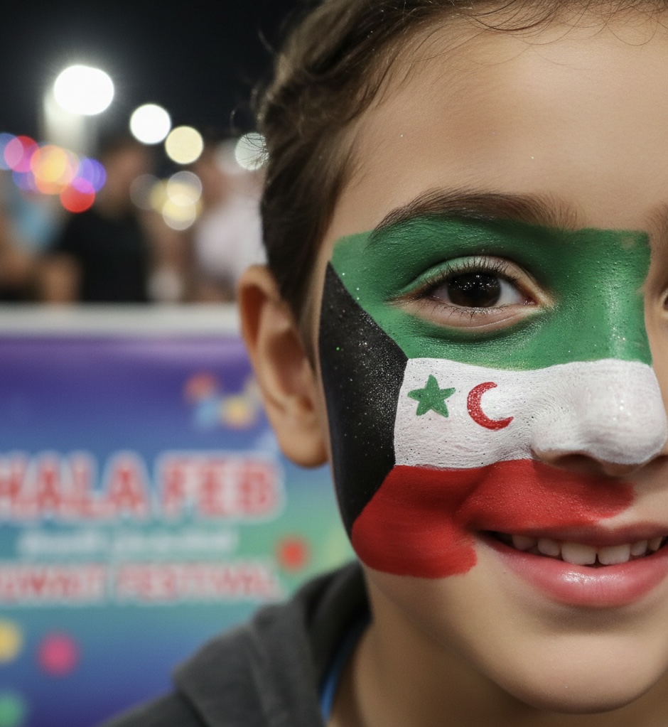 Face painting Kuwait – Hala February Kuwait flag design by Hennaq8